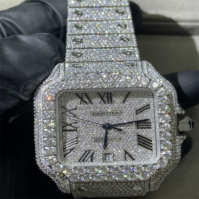 Bezel Round Brilliant Cut Moissanite Watch Hip Hop Custom Bust Down Watch