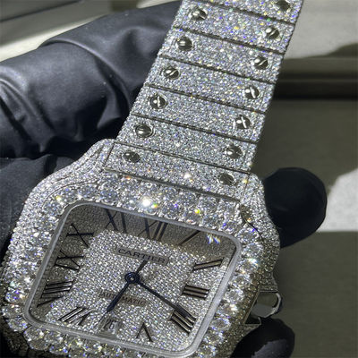 Bezel Round Brilliant Cut Moissanite Watch Hip Hop Custom Bust Down Watch