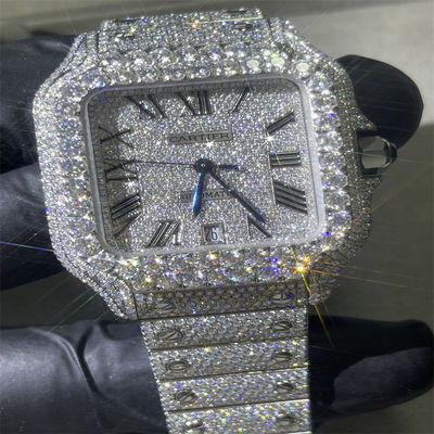 Bezel Round Brilliant Cut Moissanite Watch Hip Hop Custom Bust Down Watch