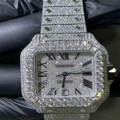 Bezel Round Brilliant Cut Moissanite Watch Hip Hop Custom Bust Down Watch