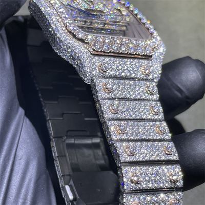 DEF VVS Moissanite Diamond Watch Bussdown Moissanite Santos Watch