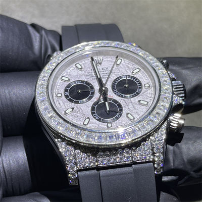 Hand Setting  Diamond Watch VVS1 Bling Iced Out Moissanite Watch