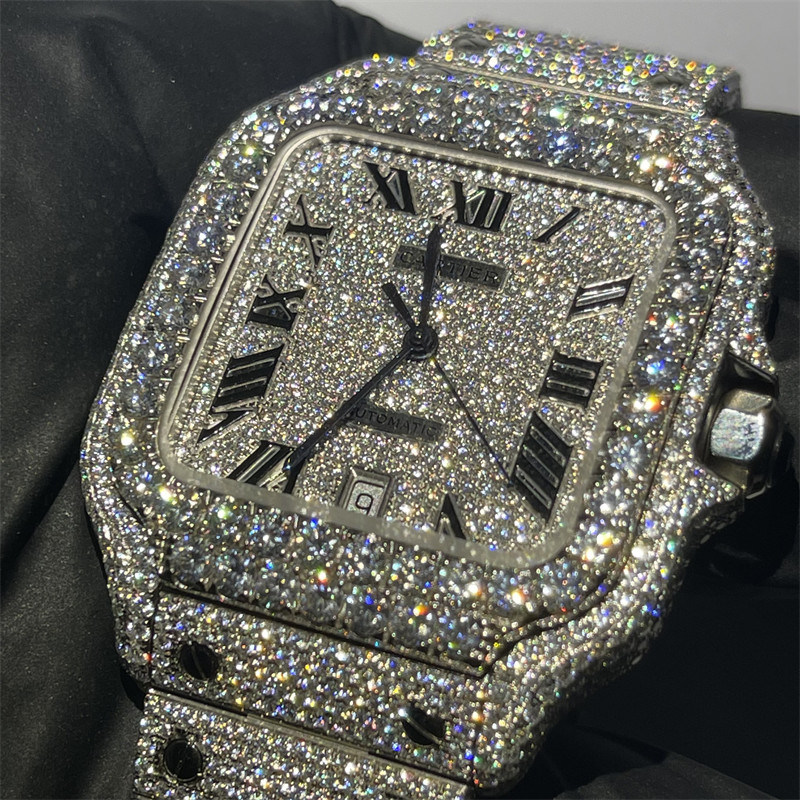  Santos Iced Out Moissanite Watch