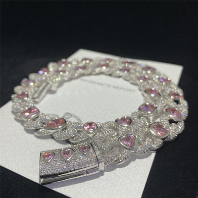 Diamante a catena d'argento di Hip Hop dei gioielli di 925 su ordinazione Moissanite Cuban Link