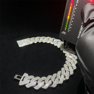 Argento ghiacciato Vvs del braccialetto a catena 925 di Miami Moissanite Cuban Link per Jewelry Company