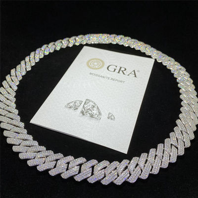 Miami ha ghiacciato verso l'esterno i rapper a catena 925 Sterling Silver Iced Out di Cuban Link degli uomini di Moissanite