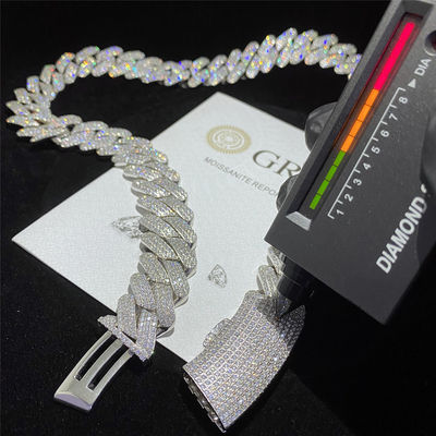 Miami ha ghiacciato fuori i rapper a catena 925 Sterling Silver di Cuban Link VVS Moissanite degli uomini