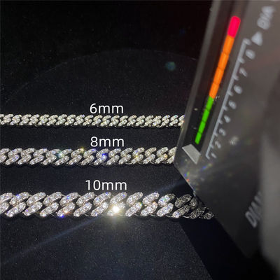 Donne su ordinazione di Sterling Silver Hip Hop For dei gioielli del braccialetto a catena di Moissanite Cuban Link