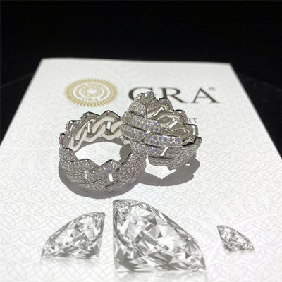 Catena d'argento di 925 Miami Cuban Link ghiacciata verso l'esterno Diamond Ring For Fine Jewelry degli uomini di Moissanite