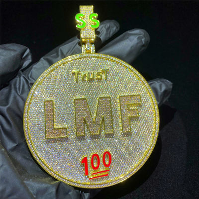 Ghiacciato verso l'esterno il diamante cubano hip-hop 925 VVS d'argento della collana di Moissanite del pendente